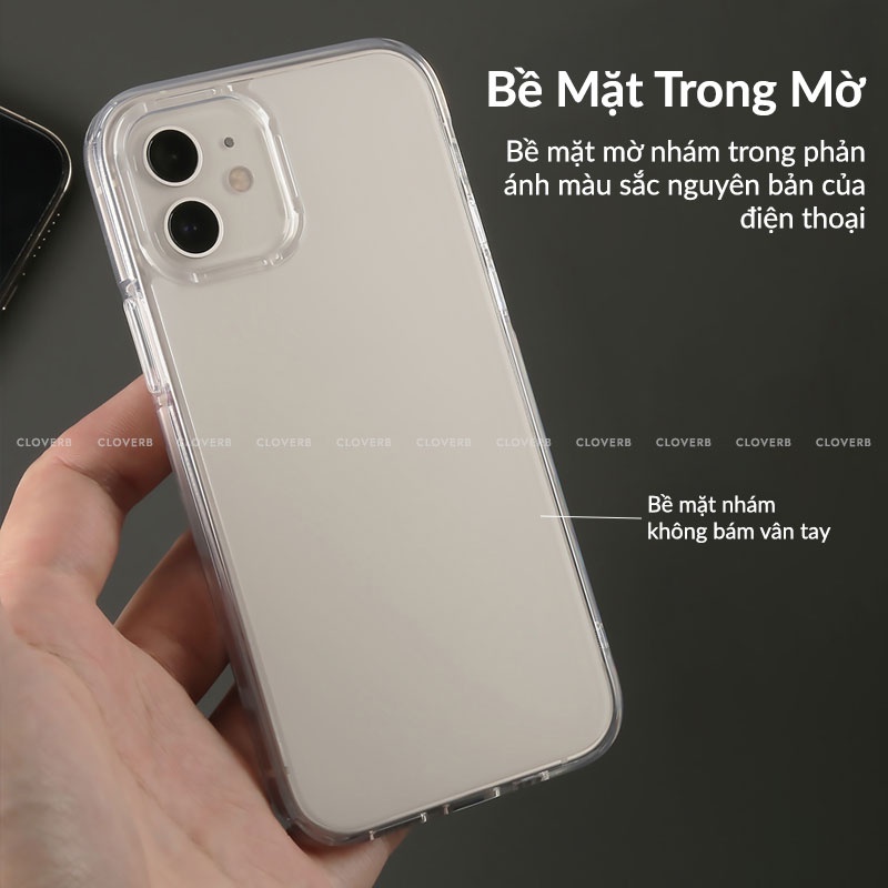 Ốp Lưng Trong Mờ LowTrick Pro Chống Sốc Chống Rơi Mặt Lưng Nhám Không Bám Vân Tay Viền Bảo Vệ Camera Màn Hình 14 Pro Max