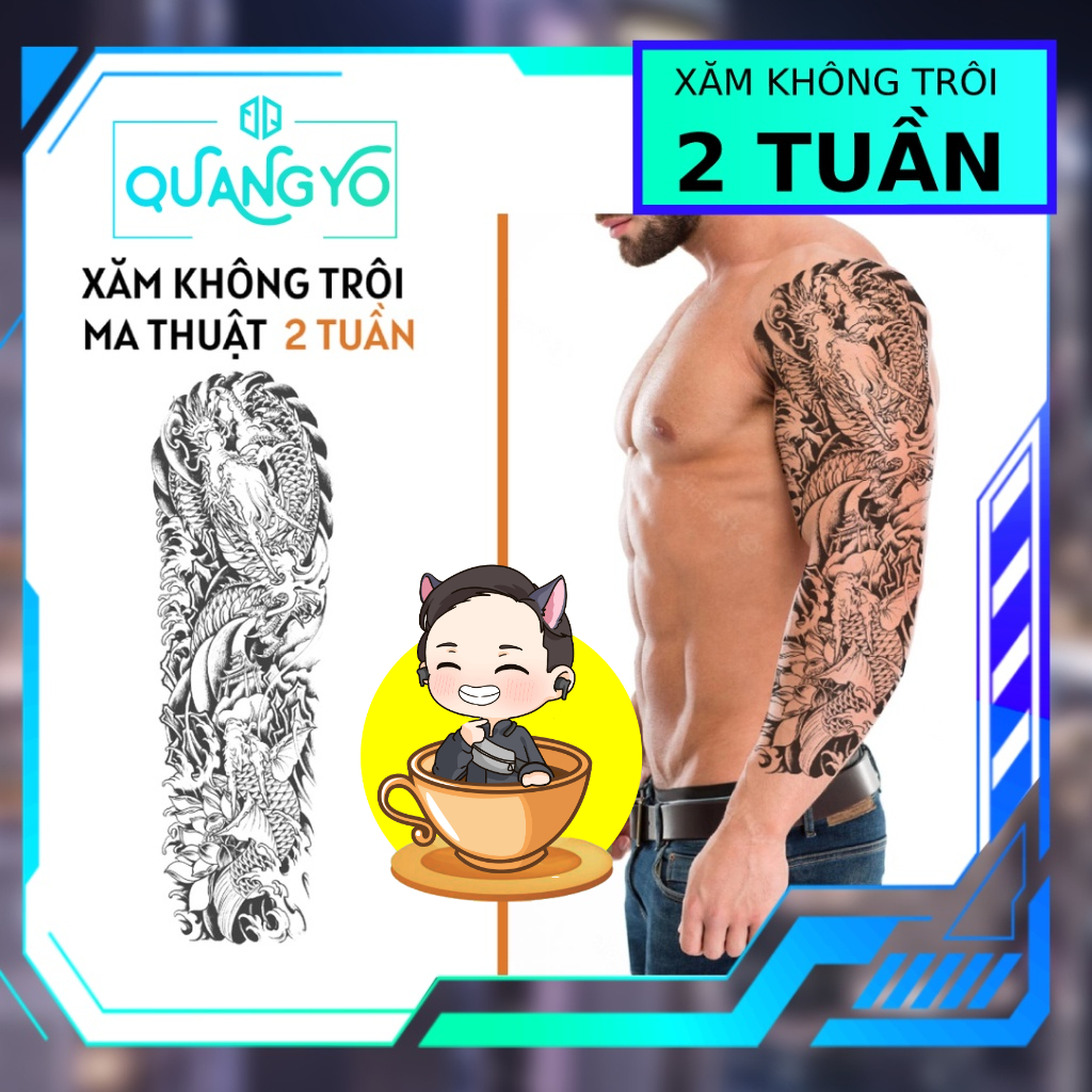 Hình xăm không trôi kín cánh tay cá chép hoá rồng, 15 ngày như thật, ma thuật, Xăm giống Inkaholic