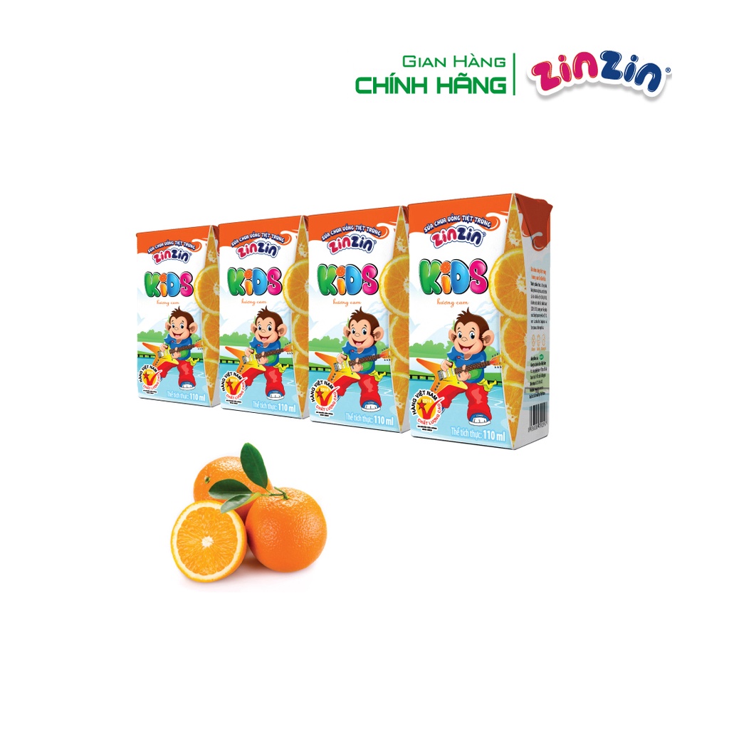 Thùng 48 hộp Sữa chua uống ZinZin KIDS hương cam 110ml