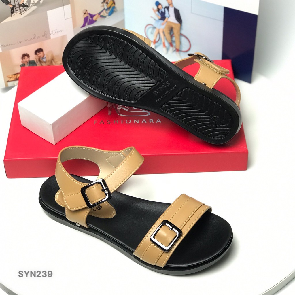 Sandal nữ BITAS ❤️FREESHIP❤️ Dép quai hậu học sinh đế bằng siêu nhẹ khuy vuông SYN239