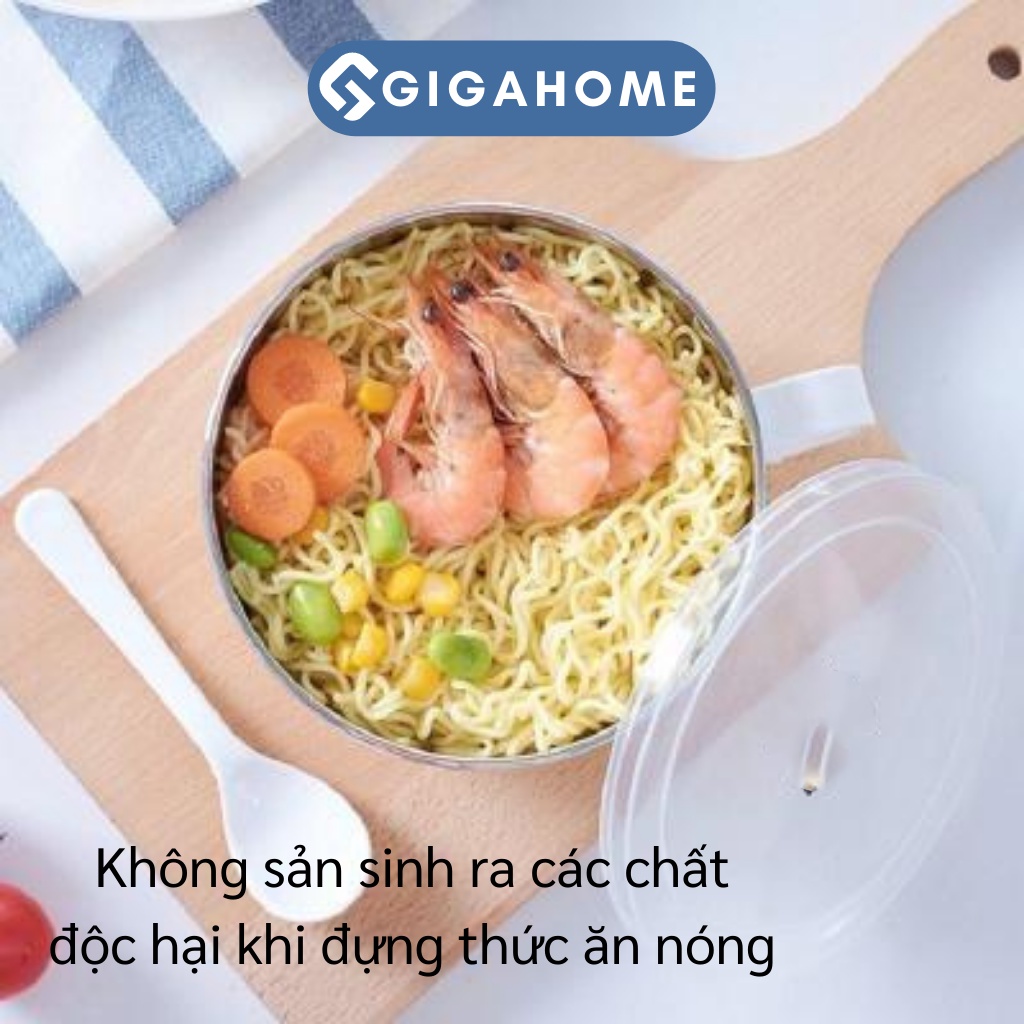 Tô Ăn Mì Tặng Kèm Muỗng GIGAHOME Giữ Nhiệt Có Nắp Và Quai Cầm Chống Nóng Hình Thỏ 6865