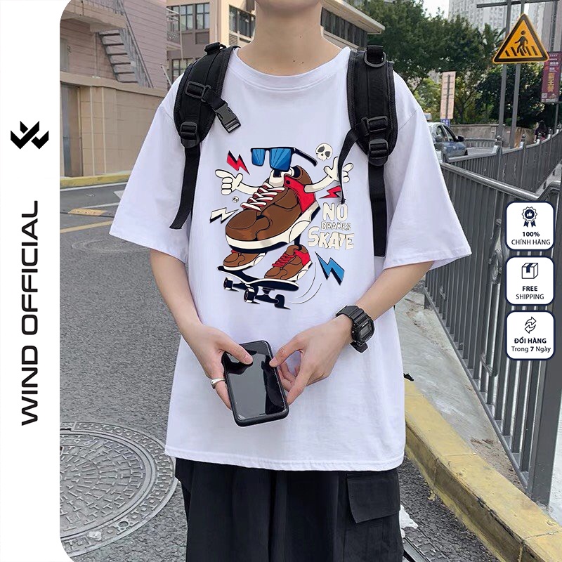 Áo thun tay lỡ WIND phông unisex form rộng bản Premium GIÀY nam nữ oversize ulzzang