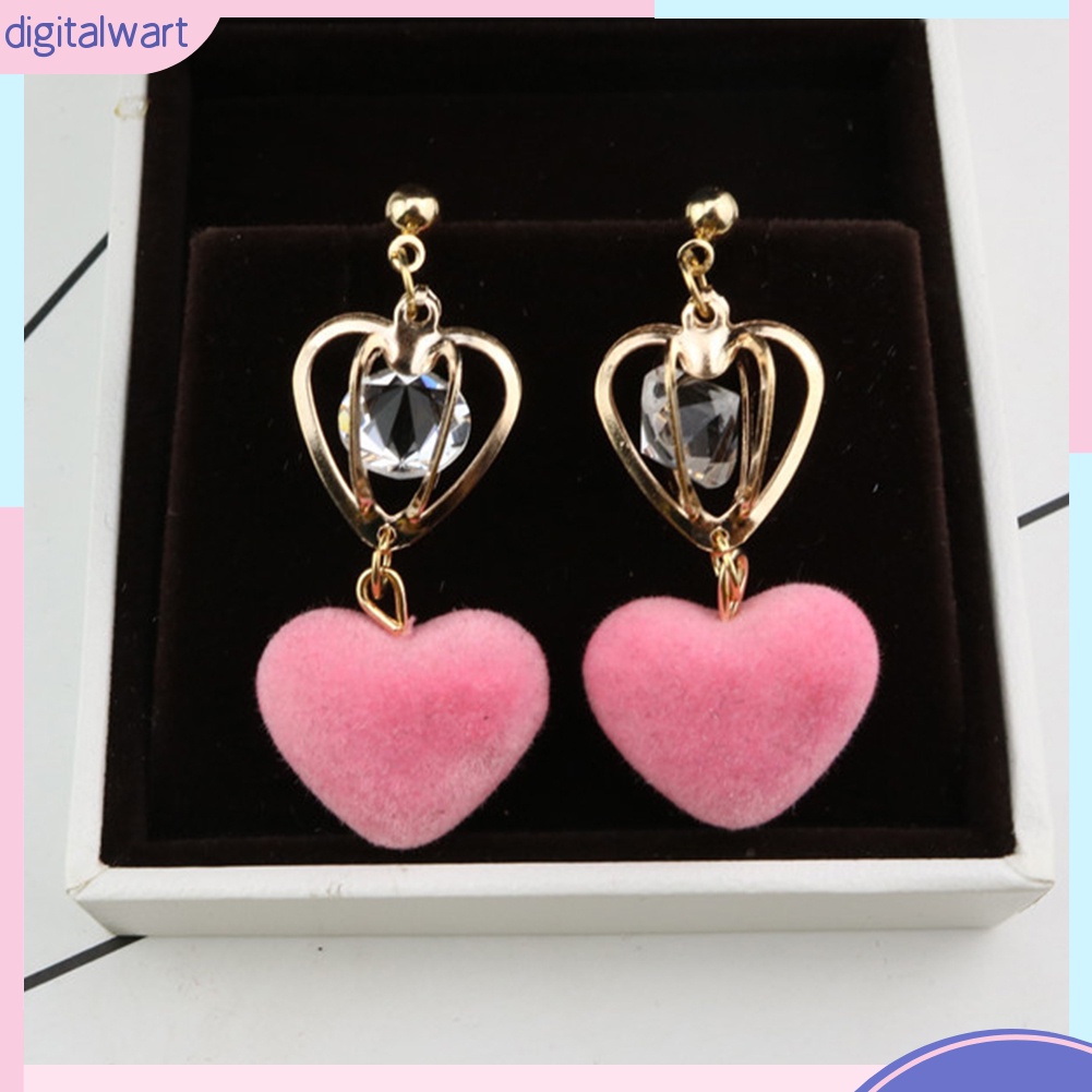 Bông Tai Hình Vương Miện / Trái Tim Đính Đá Thời Trang Dành Cho Nữ