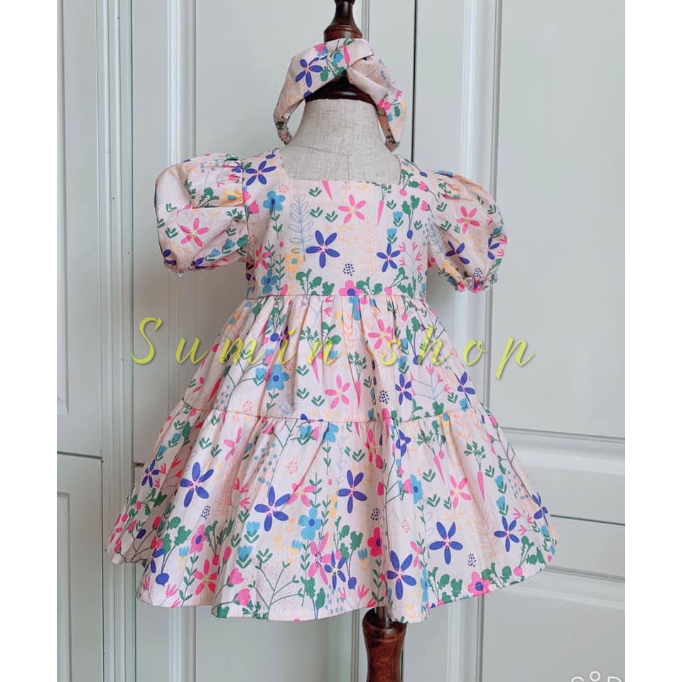 Váy cho bé gái mùa hè họa tiết hoa lá dành cho bé gái sơ sinh, 1 tuổi đến trẻ em 10 tuôi SUMIN KIDS