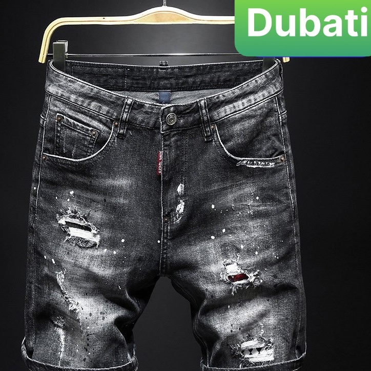 QUẦN SHORT JEAN NAM CHẤT VẢI ĐEN VẨY SƠN, QUẦN SOT JEAN NAM ĐẸP CÁ TÍNH - DUBATI FASHION