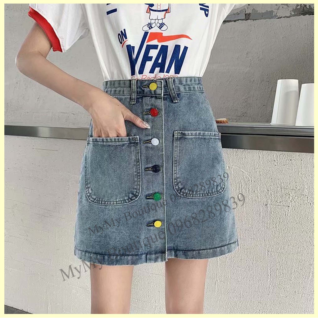Chân Váy Jean Chữ A, Váy Jean Nữ, Chân Váy Bò Chữ A Nhiều Cúc Màu | BigBuy360 - bigbuy360.vn