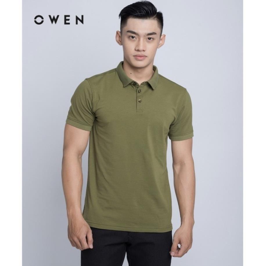 Sale Chính Hãng OWEN - Áo polo cộc tay Owen màu xanh rêu - Áo thun có cổ nam 80889 hot 🌺 neww *