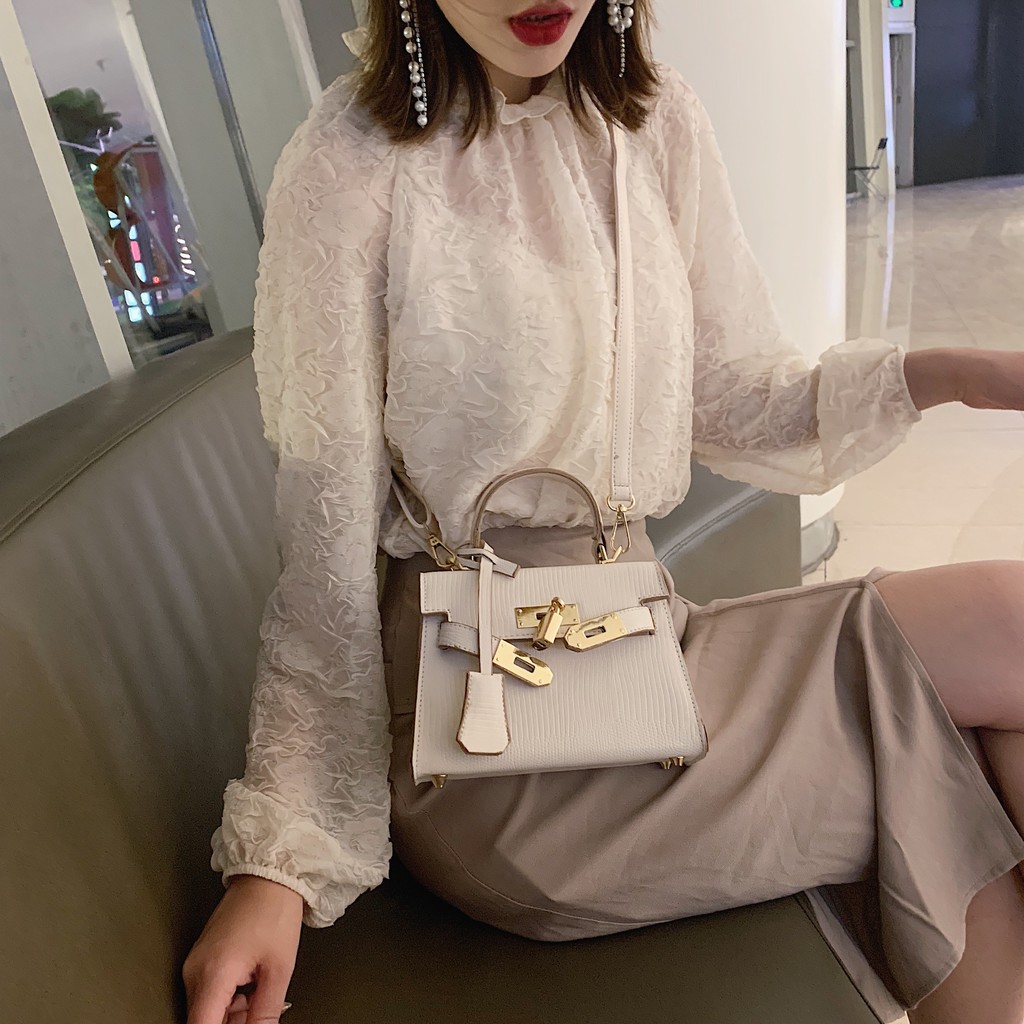 Túi xách  nữ da sần  kèm khóa móc phong cách Hàn Quốc -MA160