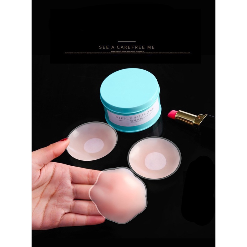 Hộp 10 Miếng (5 Cặp) Dán Ngực Silicon siêu dính, dán Nhũ Hoa, Miếng Dán Ti