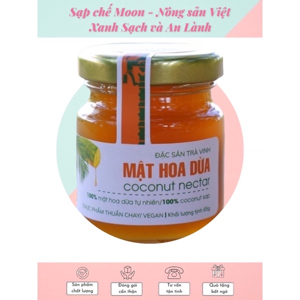 Mật hoa dừa Sokfarm Trà Vinh - Lọ 65g- Sản phẩm thuần chay, có chỉ số đường huyết thấp, tăng sức đề kháng