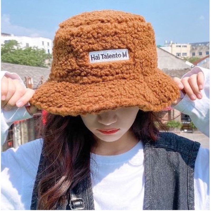 Nón Lông cừu Bucket Retro Phong Cách Ulzzang