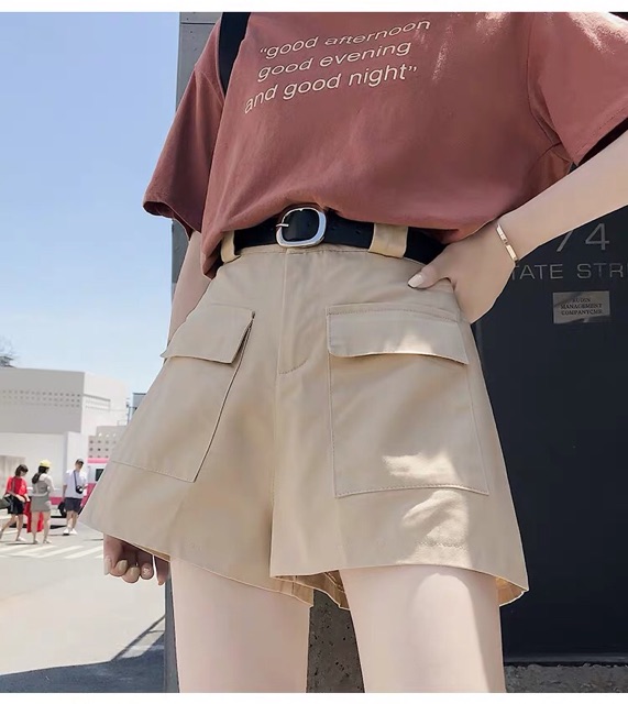 Quần short cạp cao, quần short kaki phong cách Hàn Quốc C8