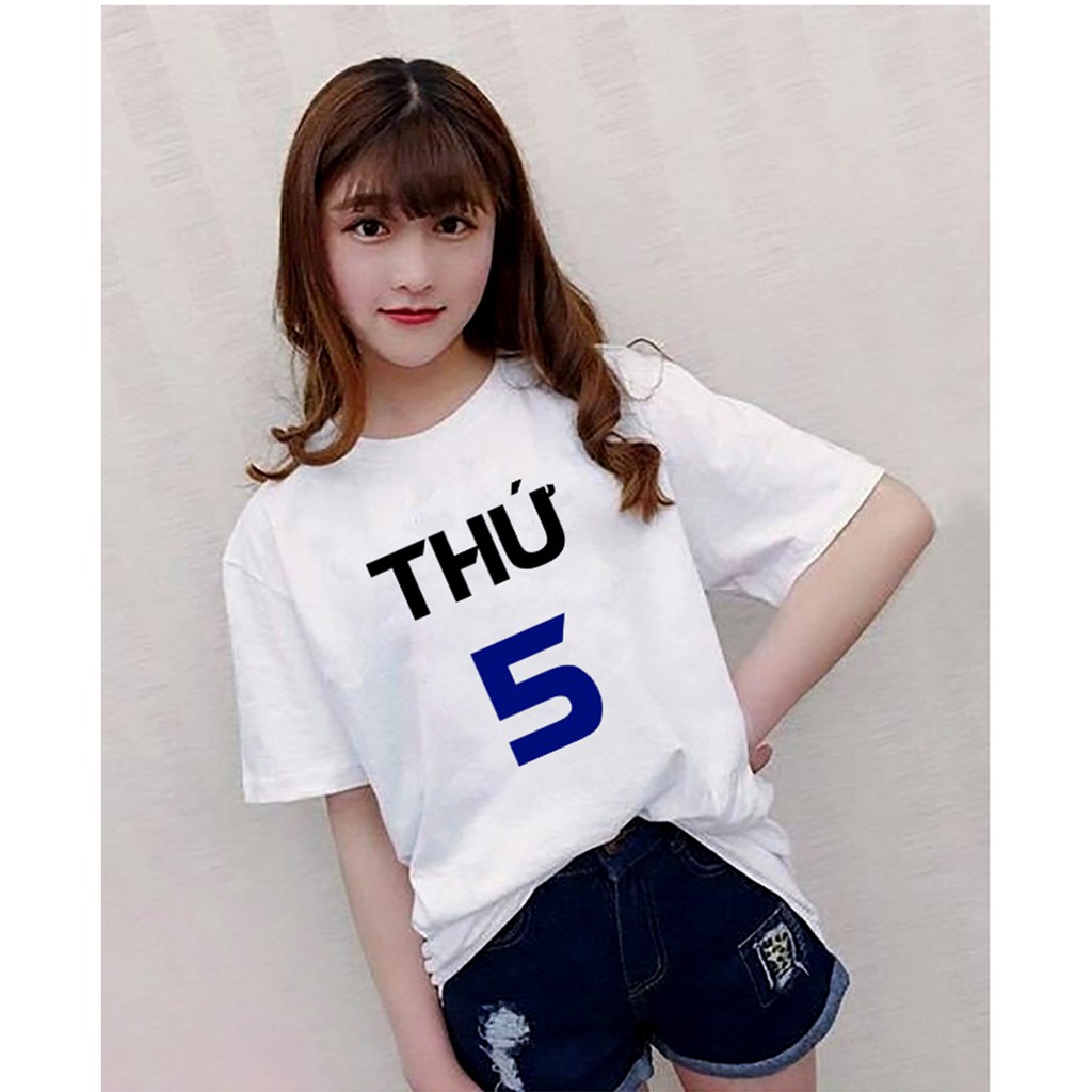 Áo Thun Nữ In Hình Các Thứ Trong Tuần Siêu Hot