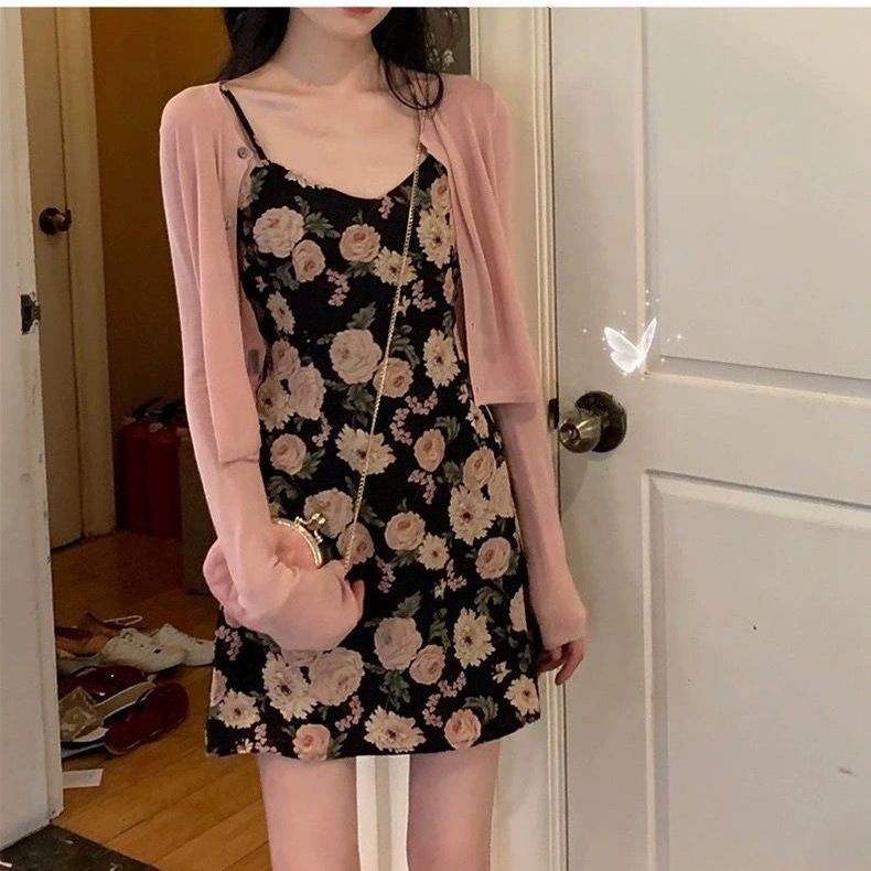 Đầm Hai Dây Dáng Chữ A In Họa Tiết Hoa Phong Cách Pháp Thời Trang Mùa Hè Hàng Mới 2022 Dành Cho Bạn Nữ