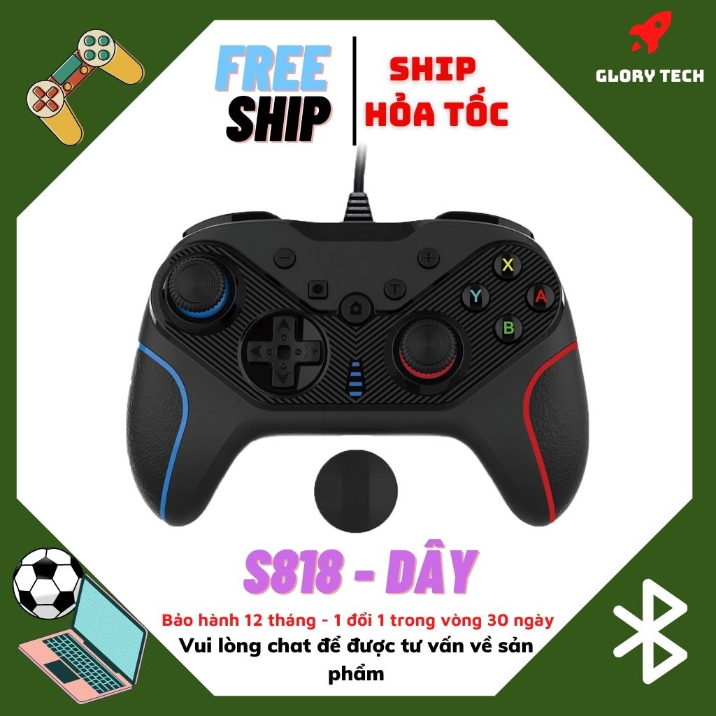 🎮Tay cầm chơi game S818 dây dài 2,2m🎮 GamePad có RUNG CỰC MẠNH - chơi game NHẠY - Chơi game đua xe | bắn súng | thể thao