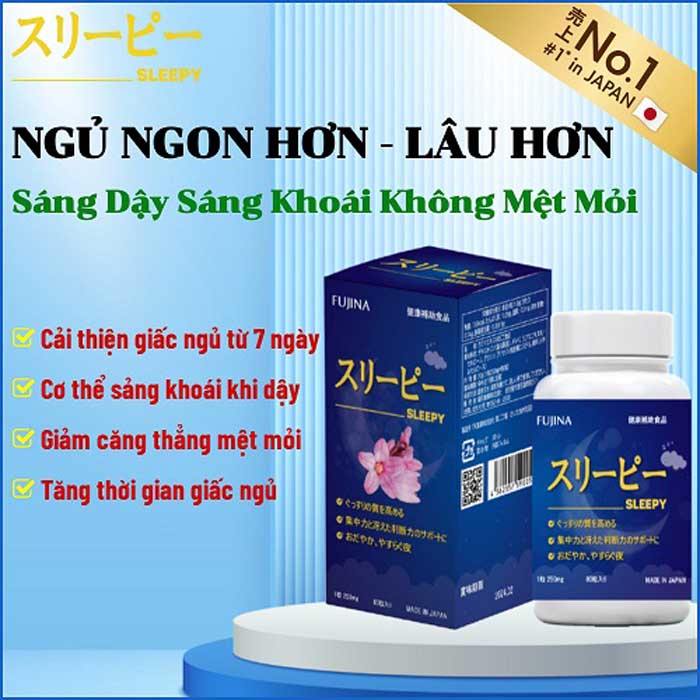 Viên uống thảo dược hỗ trợ ngủ ngon Fujina Sleepy Nhật Bản hết mất ngủ, ngủ ngon sâu giấc, cải thiện trí nhớ, bổ não