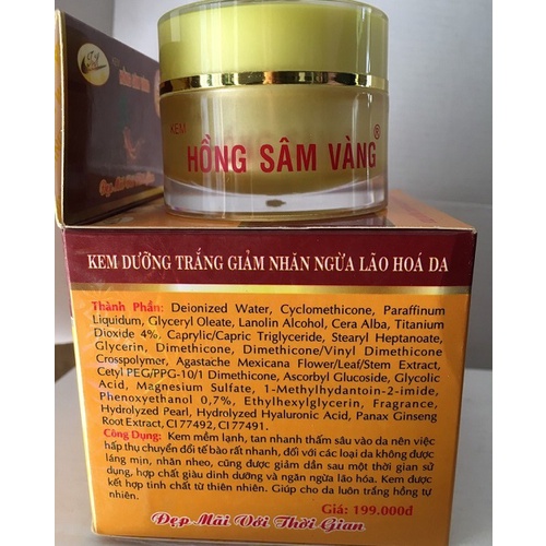 Kem Hồng Sâm Vàng dưỡng trắng, giảm nhăn, ngừa lão hóa 5g và 10g