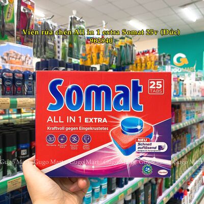 Viên rửa bát Finish All in 1 - Bộ sản phẩm Somat muối rửa