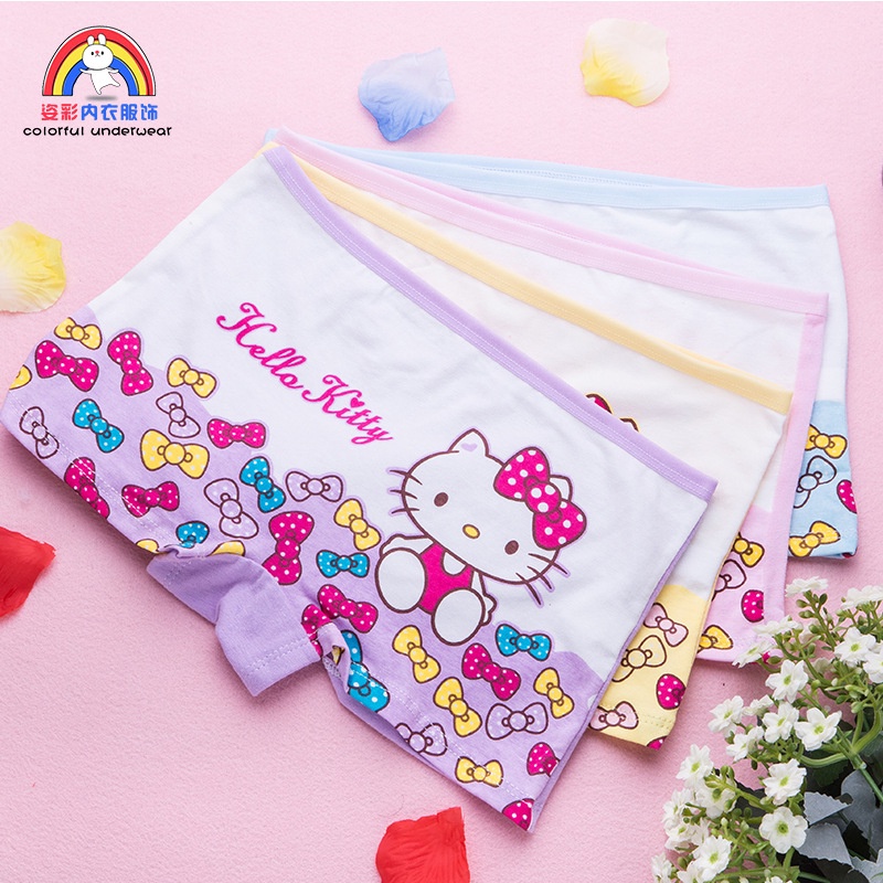 Set 4 quần lót đùi bé gái Hello Kitty Chất cotton mềm mịn size từ 10-28kg