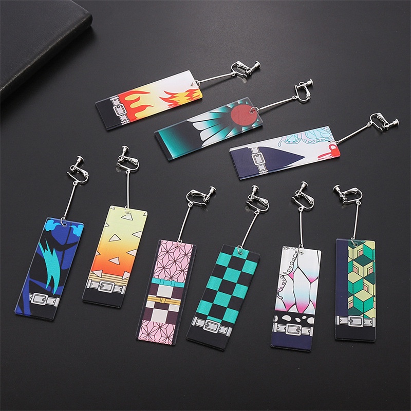 Khuyên Kẹp Tai Acrylic Họa Tiết Demon Slayer Thời Trang