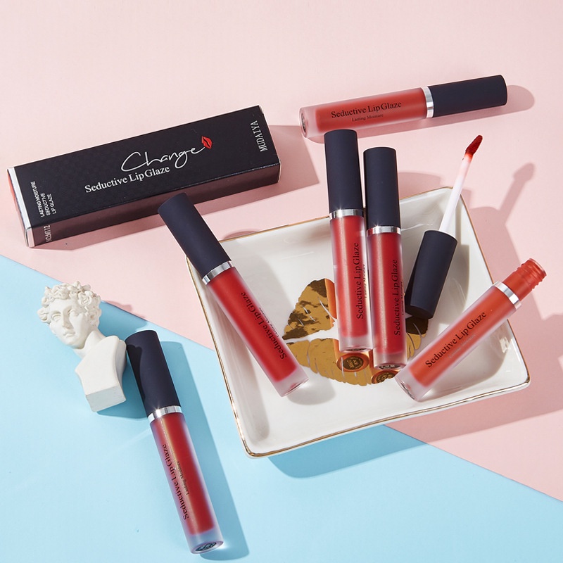 [Spot] Son nội địa trung Velvet matte lip glaze moist and waterproof is not easy to fade web celebrity the same cow blood color earth red brown lipstick fashion makeup lip color