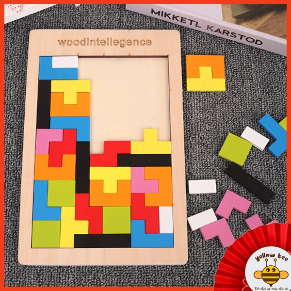 Đồ chơi bộ xếp hình, xếp gạch thông minh loại dày cho bé - bảng ghép tetris montessori kích thích tư duy sáng tạo