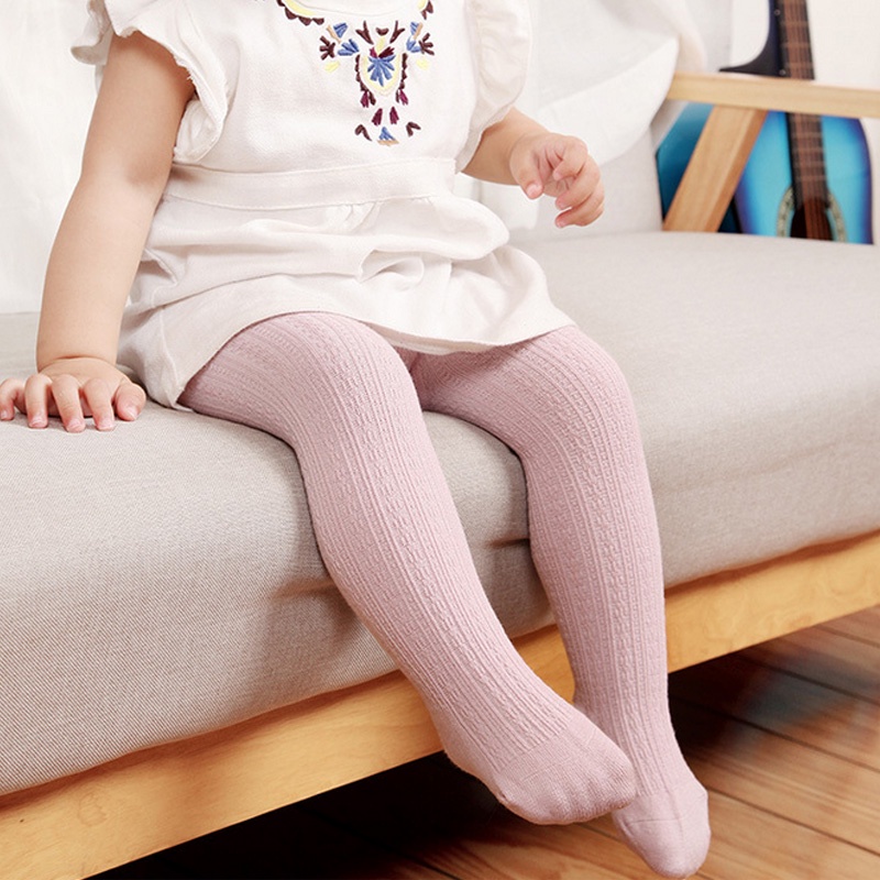 Quần tất cotton giữ ấm màu trơn cho bé gái