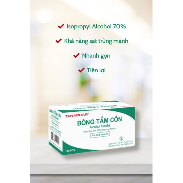 Bông tẩm cồn TANAPHAR (Alcohol Swabs)