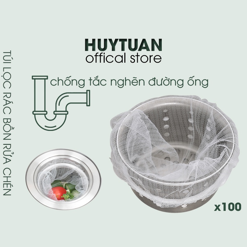 [Lưới dày đủ 100c] Túi lọc rác bồn rửa bát loại có chun đầu co giãn chống tắc nghẽn, Túi đựng rác gắn chậu