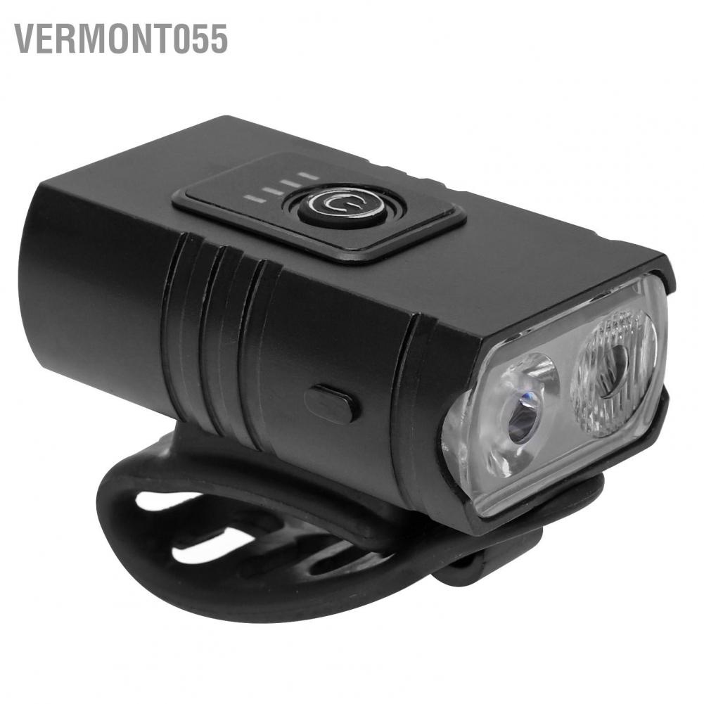 Hàng Hot Bộ đèn xe đạp có thể sạc lại USB Bộ đèn pha phía trước siêu sáng và đèn hậu phía sau Sạc bằng vỏ nhôm Hàng giao ngayVermont055