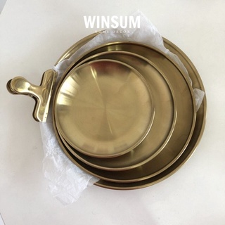 Đĩa kim loại màu vàng đồng đựng trang sức mỹ phẩm, khay inox chống gỉ - Winsum.decor
