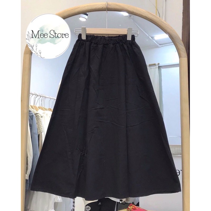 Chân Váy Kaki 🌸 Chân Váy Xoè Dáng Dài Trơn Ulzzang 2 Màu Đen|Trắng Basic | BigBuy360 - bigbuy360.vn