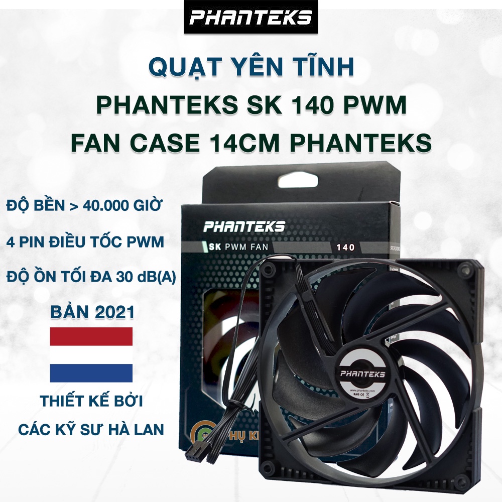 Quạt tản nhiệt case máy tính chính hãng PHANTEKS Metallic Gear Skiron Black 140mm 1500RPM - Quạt fan case 14cm