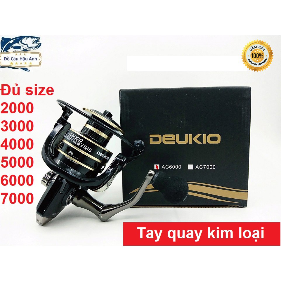 Máy câu cá kim loại DEUKIO AC 2000 - 7000 tay quay kim loại