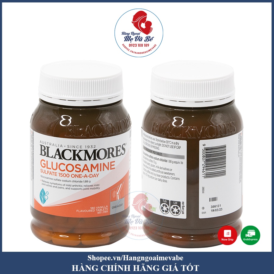 Viên uống Glucosamine Blackmores, viên bổ xương khớp Glucosamin Úc 180 viên (date 5/2025)