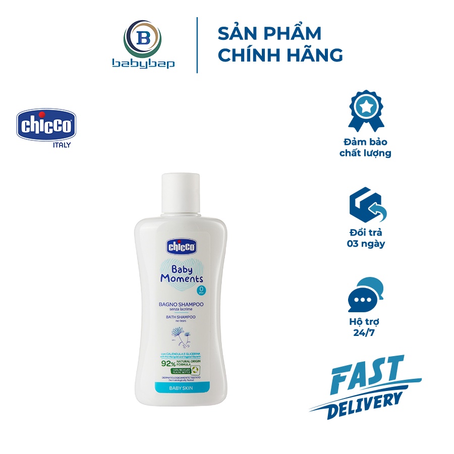 Sữa Tắm Gội Chiết Xuất Hoa Cúc Chicco 0M+ Làm Sạch Da, Loại Bỏ Rôm Sảy, Ngăn Ngừa Mẩn Ngứa