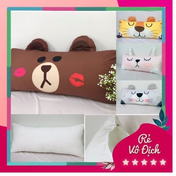 Gối kê/Gối tựa đầu giường, kê lưng, trang trí họa tiết siêu cute (KT: 50x110cm)