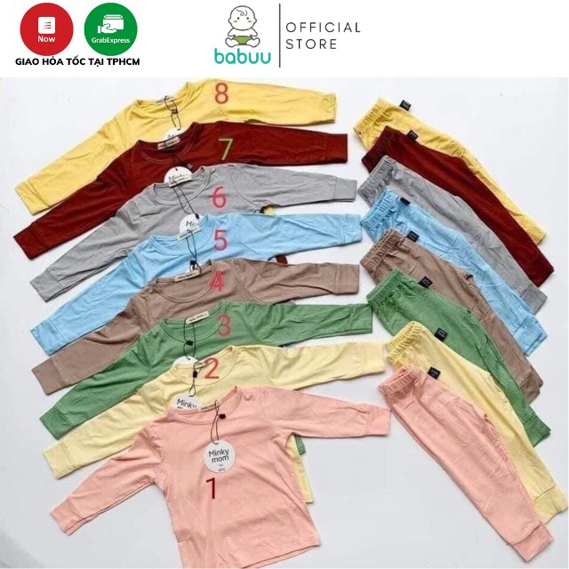 Bộ Dài Tay Thun Lạnh MINKY MOM Cho Bé Gái Bé Trai 0 1 2 3 4 5 6 Tuổi Vải Thun Lạnh-Quần Áo Trẻ Em Dài Tay-Đồ Bộ Cho Bé