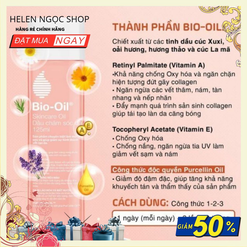 BIO-OIL 25ml/60ml/125ml/200ml   mờ Sẹo, Rạn Da, lão hóa da , bán chạy Pháp , Mỹ, Úc nhập khẩu chính hãng..