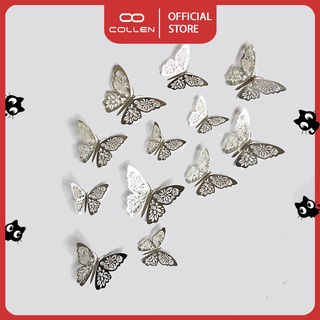 Decal dán tường 3D hình bươm bướm trang trí không gian đẹp ,decor dán tường tinh tế COLLEN LIFE