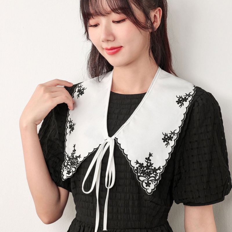 Han Khăn Choàng Cổ Giả Khăn Choàng Chống Nắng Thêu Hoa Nhỏ Đa Năng Có Thể Tháo Rời Cho Nữ