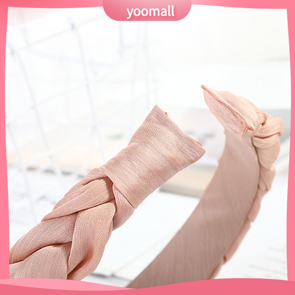 Băng Đô Cài Tóc Bằng Vải Satin Màu Trơn Thắt Nút Dành Cho Nữ