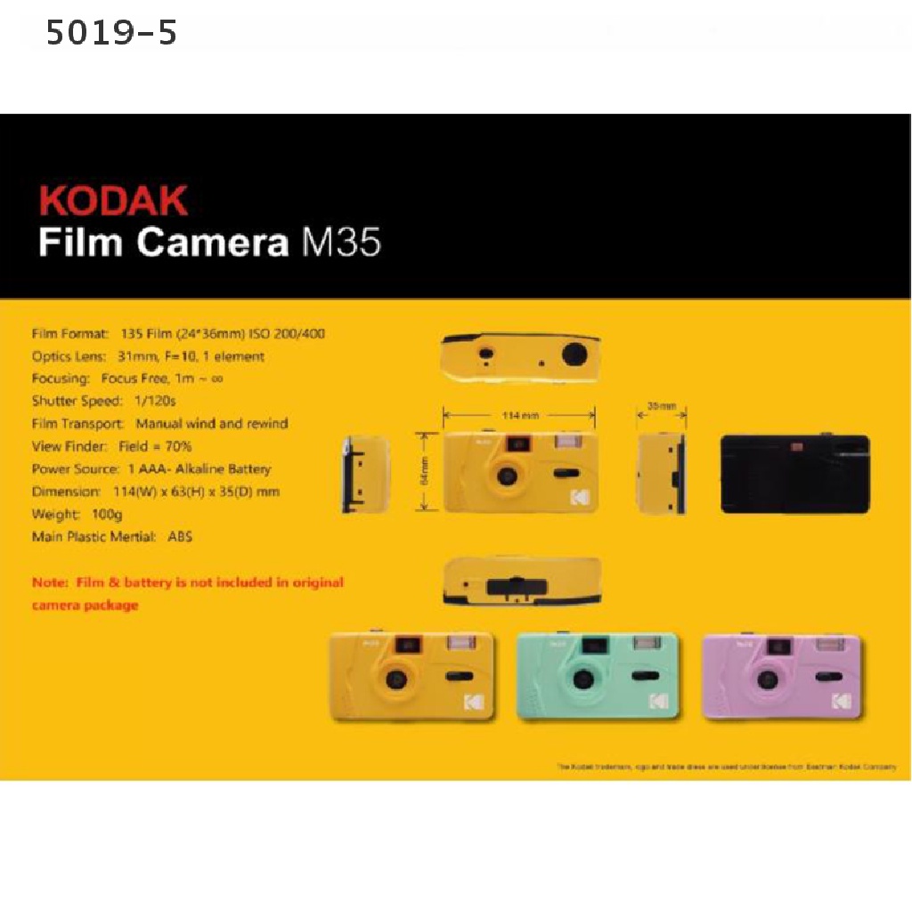 Máy Ảnh Cổ Điển Kodak M35 35mm 5019-5 Có Thể Tái Sử Dụng