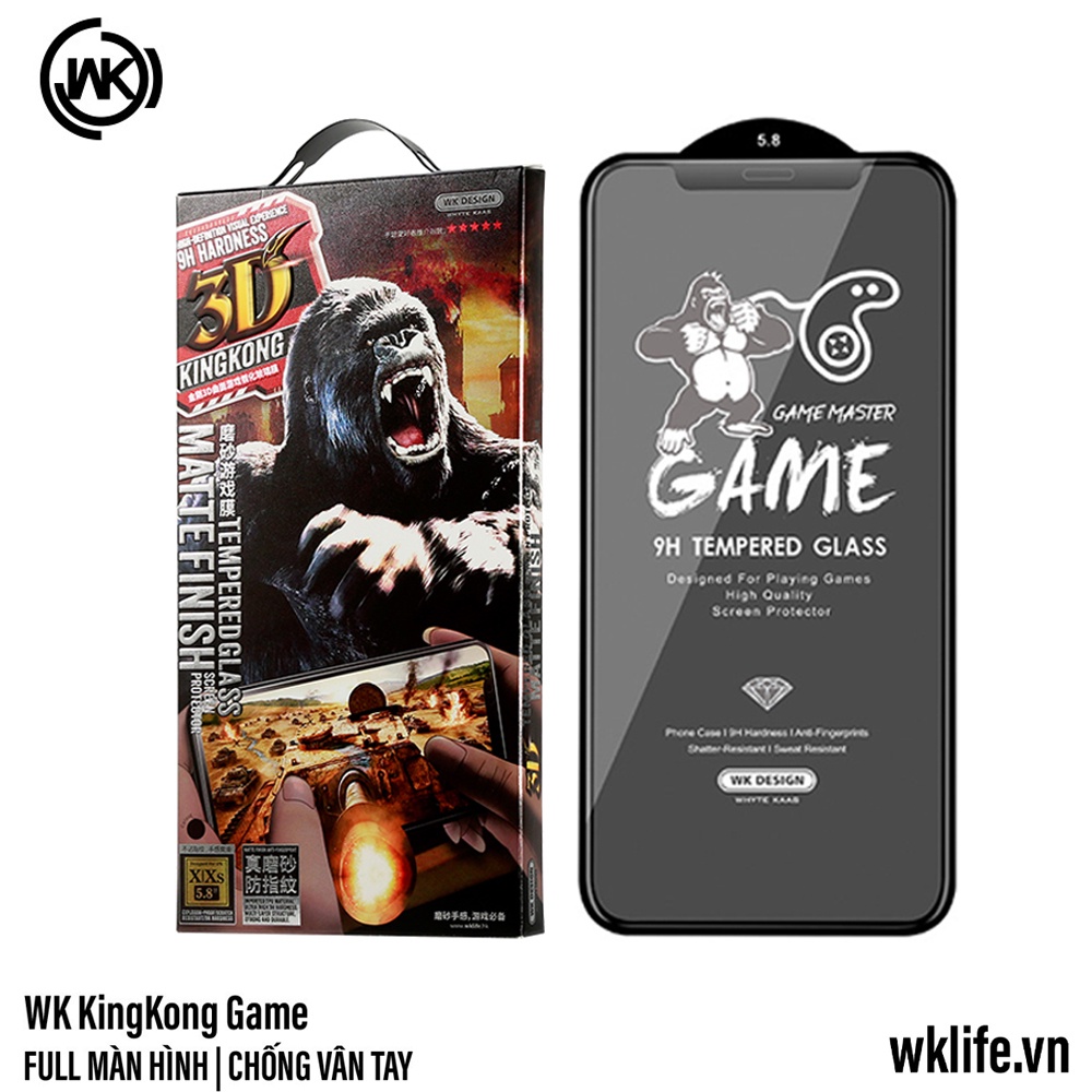 Cường Lực Nhám WK KINGKONG Chống Vân Tay Chuyên Chơi Game Cho X / Xs Max / 11 Pro Max / 12 Pro Max / 13 Pro Max