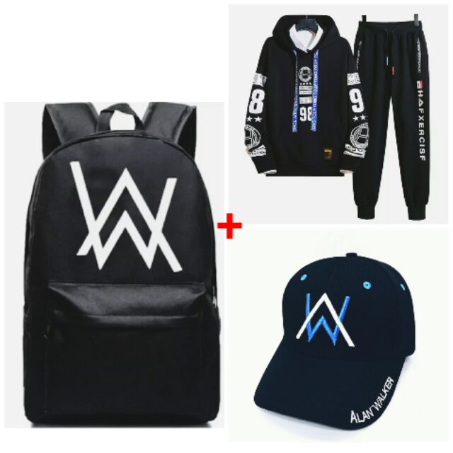 Combo bộ quần áo nỉ + balo+nón alan walker