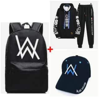 Combo bộ quần áo nỉ + balo+nón alan walker