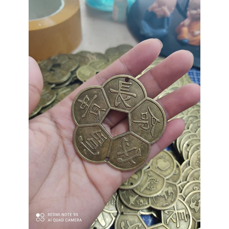 Đồng xu may mắn Mai Hoa to 5cm hàng y hình