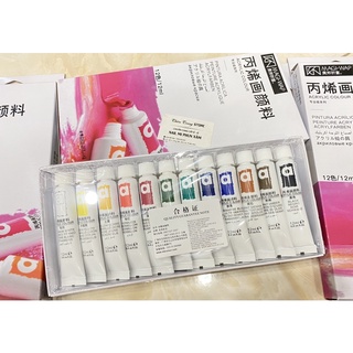 Set mực vẽ cọ bản 12 màu siêu đặc mướt