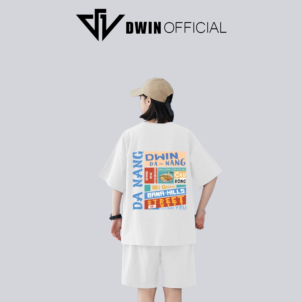 Áo thun chữ đà Nẵng unisex thời trang Dwin basic tee phông trơn nam nữ tay lỡ oversize form rộng