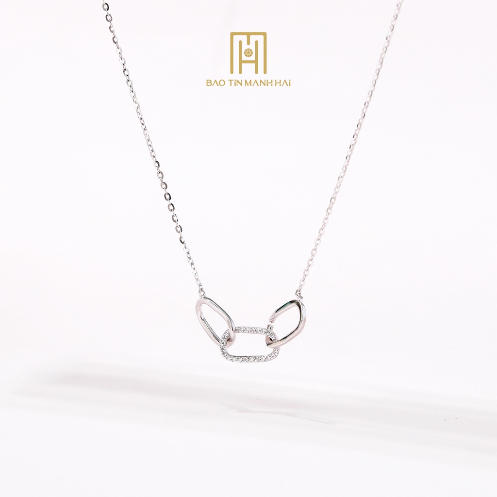 Dây chuyền bạc xi cao cấp hình mắt xích độc lạ phong cách HQ trẻ trung DB08 Bảo Tín Mạnh Hải